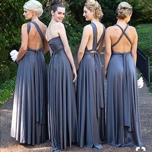 Bridesmaid steel grey infinity convertible dress